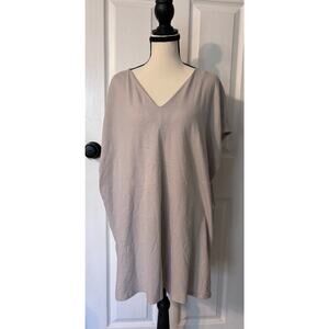 Eileen Fisher Top Boxy Fit Tan Women's Large Organic Cotton